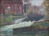 Wacław Gromek, Bydgoszcz - Nad Młyńską, przed 1936 r., olej, tektura