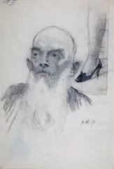 Stanisław Sawiczewski, Portret mężczyzny z brodą, 1937 r., 1937, ołówek, papier, 28