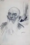 Stanisław Sawiczewski, Portret mężczyzny z brodą, 1937 r., 1937, ołówek, papier, 28