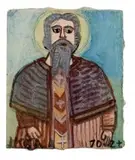 Święty by Nikifor Krynicki, akwarela, ołówek, papier, sold Jun 2019