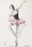 Frédéric Menkes, Baletnica, litografia barwna, papier, 35
