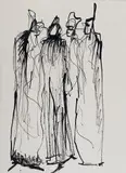 Jadwiga Lesiecka, Grupa, tusz (piórkiem), papier, 27