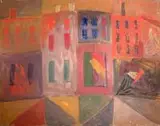 Maurice Blond, Domy, 1970 r., 1970, olej, płótno