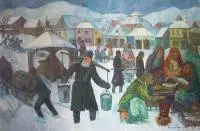 Chaim Goldberg, Zimowy dzień, 1994 r., 1994, olej, płótno, 100