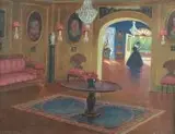 W salonie by Bronisława Rychter-Janowska, olej, tektura, 25, sold May 2019