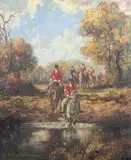 Karl Mohr, Polowanie par force, olej, płótno