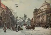 Władysław Chmieliński, Widok na Plac Zamkowy, olej, płótno