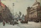 Widok na Plac Zamkowy by Władysław Chmieliński, olej, płótno, sold May 2019