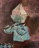 Chłopiec z fletem by Rajmund Kanelba, offset, papier, sold May 2019