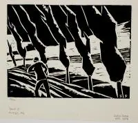 Topole III, 1920 r. by Stefan Szmaj, 1920, linoryt, papier, sold May 2019