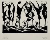 Topole V, 1920 r. by Stefan Szmaj, 1920, linoryt, papier, sold May 2019