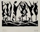 Stefan Szmaj, Topole V, 1920 r., 1920, linoryt, papier