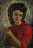 Maurice Vagh-Weinmann, Portret kobiety w czerwonej sukni, 1945 r., 1945, olej, płótno