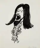 Jerzy Flisak, Karykatura Stana Borysa, tusz, papier, 24