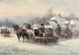 Na polowanie by Władysław Chmieliński, olej, płótno, sold May 2019