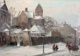 Widok na wieżę Kościoła Nawiedzenia Najświętszej Maryi Panny w Warszawie by Władysław Chmieliński, olej, płótno, sold May 2019