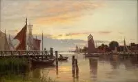 Przystań by Walter Moras, olej, płótno, sold May 2019