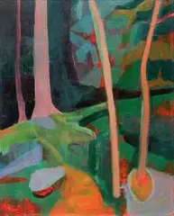 Aleksandra Iwańska, Pejzaż górski pomarańczowy, 2015, 2015, olej, płótno