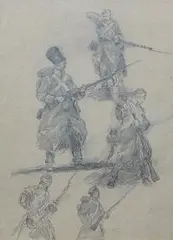 Jerzy Kozuchowski, Szkice do obrazu, ołówek, papier
