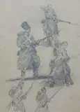 Jerzy Kozuchowski, Szkice do obrazu, ołówek, papier