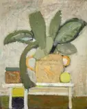 Liście w ugrowym dzbanie, ok. 1960 by Artur Nacht-Samborski, 1960, olej, płótno, sold Apr 2019