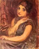 Siedząca kobieta by Zygmunt Menkes, olej, płótno, sold Apr 2019