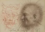 Szatan i święty by Franciszek Starowieyski, pastel, papier, sold Mar 2019