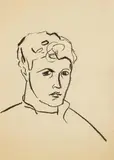 Roman Opałka, Portret, lata 50. XX w., węgiel, papier, 32