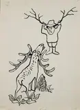 Jerzy Flisak, Słonięta, małpięta..., il. 22, tusz, papier, 28