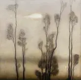 Dawid Zdobylak, Zachód wśród drzew, 2018, 2018, olej, płótno