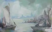 Marian Mokwa, Port, olej, płótno