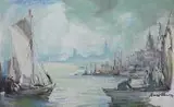 Port by Marian Mokwa, olej, płótno, sold Feb 2019