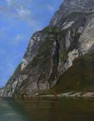 Adolf Gustav Schweitzer, Fiord, 1880 r., 1880, olej, sklejka