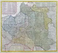 August Friedrich Sadebeck, Polens Ende, durch die letzten Theilungen und Besitznehmungen..., Mapa Polski z zaznaczonymi granicami rozbiorów, dat. 1795 r., miedzioryt kolorowany w epoce