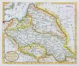 Thomas Kitchin, Poland Lithuania and Prussia from the latest authorities, Mapa ziem Rzeczpospolitej i Litwy, Londyn, ok. 1790, miedzioryt kolorowany