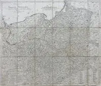 Daniel Friedrich Sotzmann, Generalkarte vom Königreich Preussen. nach astronomischen Ortsbestimungen…, Mapa Królestwa Prus, wyd. Schneider und Weiglischen Kunst und Buchhandlung, Norymberga, 1804 r., miedzioryt, papier naklejony na płótno