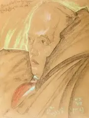 Stanisław Ignacy Witkiewicz, Portret pianisty Goreckiego, 2 poł. V 1933 r., pastel, papier brązowy, 63