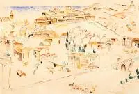 Mela Muter, Pejzaż z Villeneuve-les-Avignon, akwarela, papier