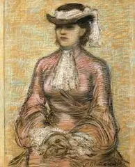 Stanisław Eleszkiewicz, Portret kobiety w kapeluszu, pastel