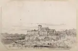 Tadeusz Rybkowski, Tyniec, 1880 r., 1880, ołówek, papier naklejony na kartkę ze szkicownika, 20