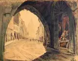 Jan Rubczak, Kraków. Brama Floriańska, autolitografia barwna, papier