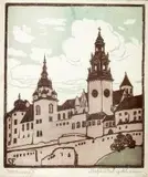 Stephan Filipkiewicz, Wawel, drzeworyt barwny, papier