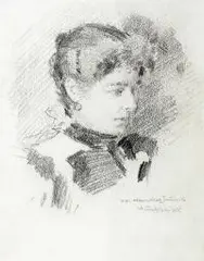 Stanisław Fabijański, Portret Henryki Jasieńskiej, ołówek