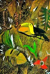 Tukan, 2014 by Agata Kowalska, 2014, linoryt, papier, sold Dec 2018