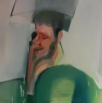 Cezary Bednarczyk, Bez tytułu z cyklu Portret z obrazem w tle, 2018, 2018, olej, płótno