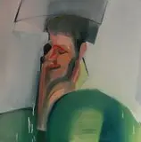 Cezary Bednarczyk, Bez tytułu z cyklu Portret z obrazem w tle, 2018, 2018, olej, płótno