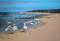 Magdalena Kępka, Poranek na plaży, 2018, 2018, akryl, płótno