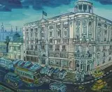 Krakowskie Przedmieście, 2004 r. by Edward Dwurnik, 2004, gwasz, papier, 43, sold Dec 2018