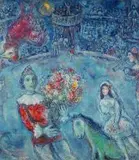 Czerwony kogut by Marc Chagall, litografia kolorowa, papier, sold Dec 2018