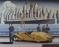 Tomasz Kostecki, Kobieta i żółte Bugatti, 2018, 2018, olej, płótno